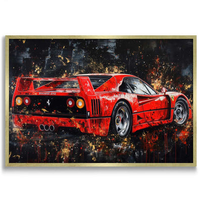 stampa su tela moderna ferrari f40 rossa cornice oro sfondo bianco